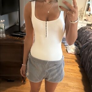 Abercrombie & Fitch Gray Sleeveless Fitted Bodysuit